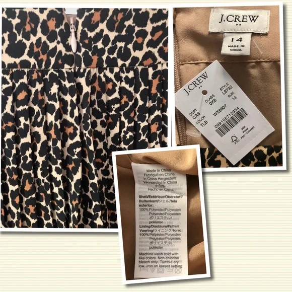 NWT J CREW ANIMAL PRINT FULLY PLEATED SKIRT SZ 14 - Picture 4 of 4